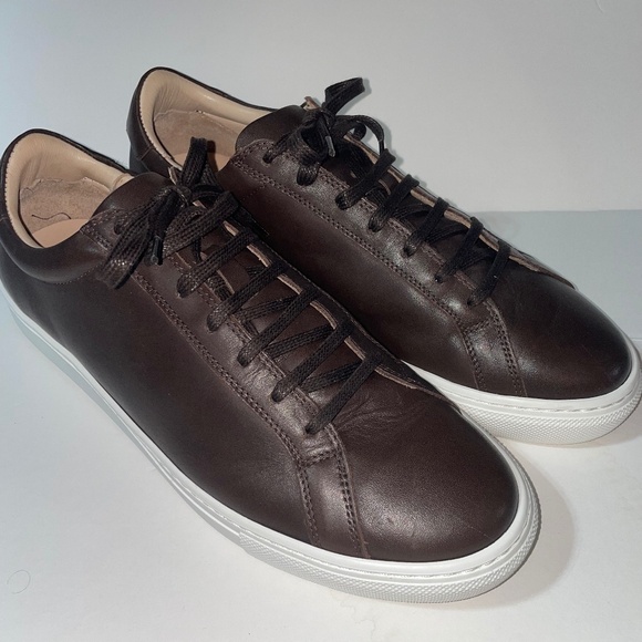 Suitsupply Men Size 11 Dark Brown Leather White Sole Lace Up Low Top Shoes - Picture 1 of 7